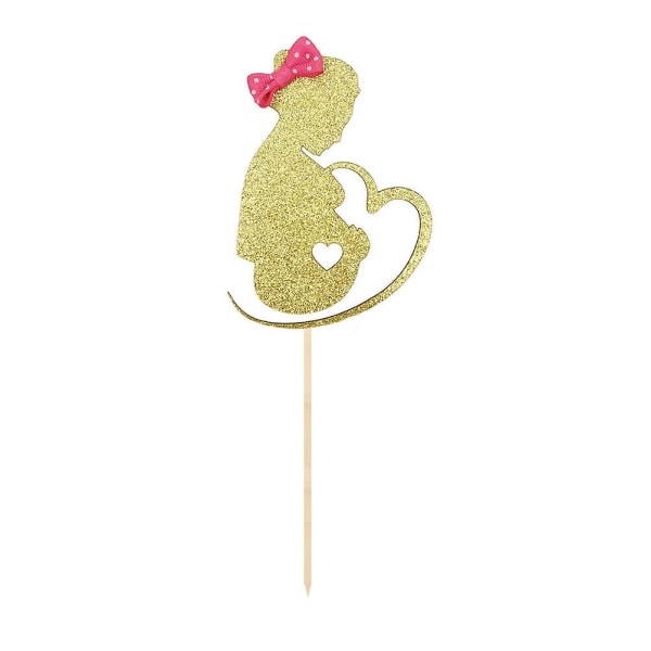 12 stk. Glitter Graviditetsmor Kage Topper Kreativ Kage Cupcake Picks Kage Dekoration Til Mors Dag Guld 12stk Golden 12pcs