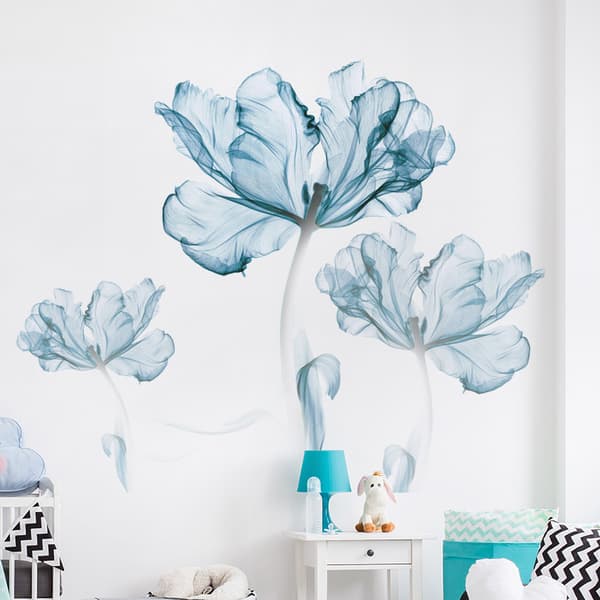 Blå drøm blomster veggdekaler avtagbare DIY blå blomst barnehage