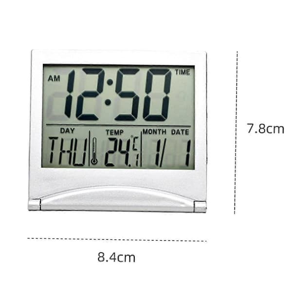 Digital Reseväckarklocka - Vikbar Kalender Temperatur Timer LCD-klocka Väderprognos Klocka Batteridriven