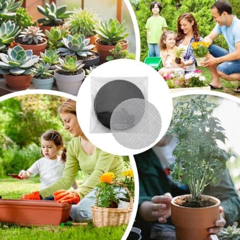 Pot Drainage Screen - 100-pack Mesh, Flexible Root Protection, Garden Pot Insert, 7.5 cm Drainage Net, for Balconies, Verandas, Apartments