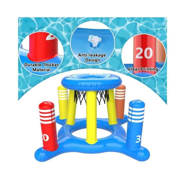 Inflatable Pool Game Set, 2-in-1 Water Game for Pool, Floating Basketball Hoop and Ring Toss, Summer Pool Fun[YJD]