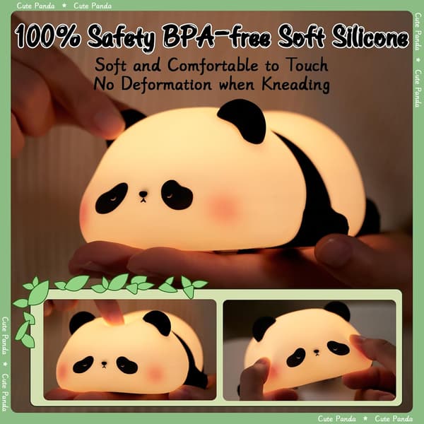 Rechargeable Night Light for Children's Room LED Table Lamp With 3 Modes Reading Lamp Red Panda Design