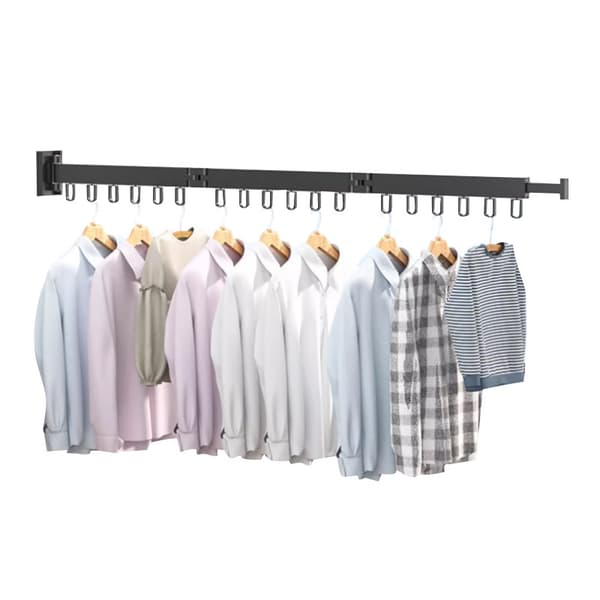 Paksuuntunut 30-kertainen (90 cm) vaateripustin sisäänvedettävällä seinäkoukulla