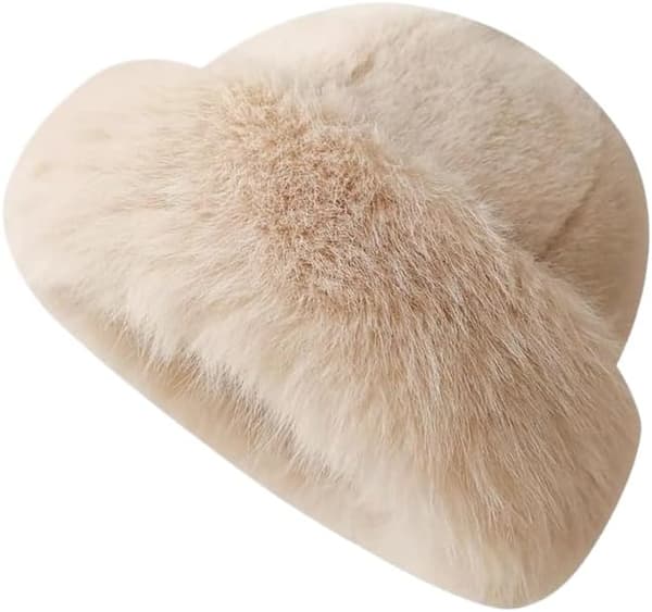 Fuskepelslue for kvinner Kosakk russisk stil Vinter Lodden Pels Ushanka Varm Fluffy Bøtte Lys Brun Medium-Stor Light Brown Medium-Large