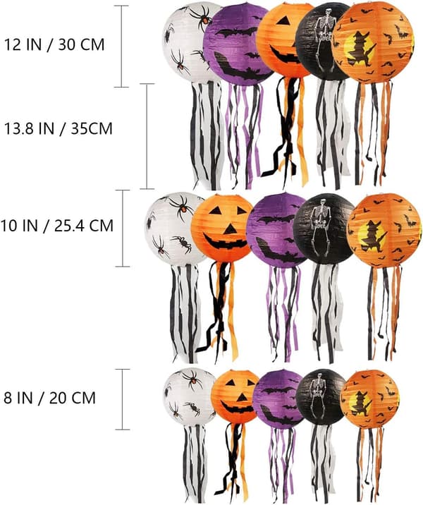 15 st Halloween Pumpa Papperslyktor Jack-O-Lantern med Mustascher