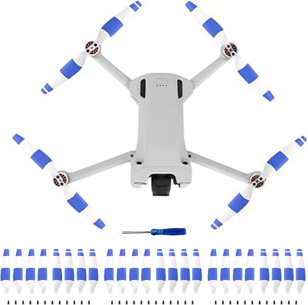 (Blå) 24 stk. propeller til DJI Mini 4 Pro/Mini 3 Pro erstatningspropelblade Lav støj vinger 6030F til DJI Mini 4 Pro/Mi