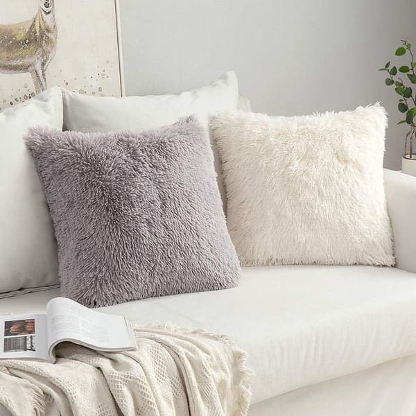 2-pak Faux Fur Pudebetræk Fluffy og Bløde 43*43cm-FA-