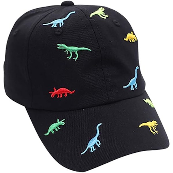 Baby Baseball Caps Bomuld Justerbare Sommer Solhatte til Småbørn Baby Drenge Piger Tegneserie Dinosaur Hatte Black