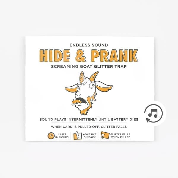 ENDLESS SOUND HIDE & PRANK SCREAMING GOAT GLITTER TRAP Creative Card, Prank (FMY)