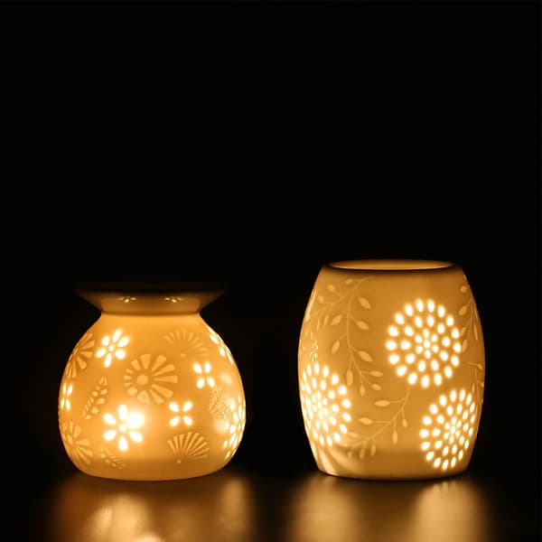 Aromalampe telysholder duftlampe i keramikk med lysslukker