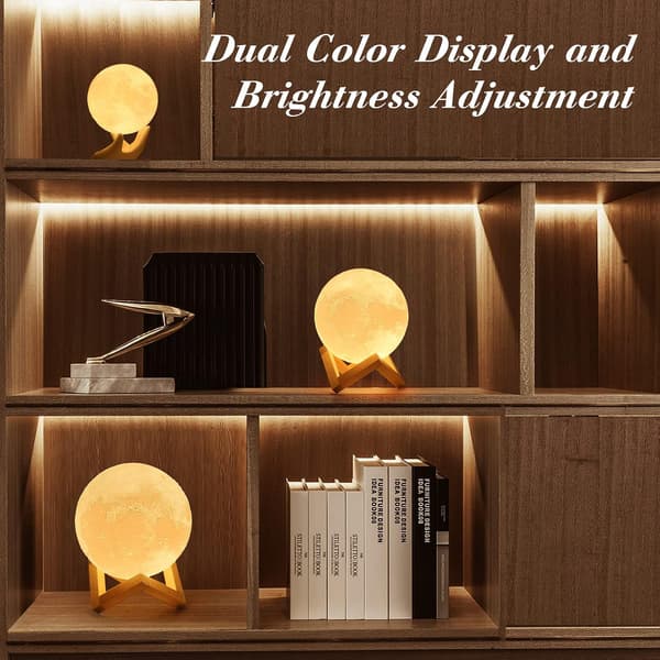 Moon Lamp, 16 Colors Available - 1.4 Meter 3D Printed Moon Lamp, 148 Patterns, Wooden Base, Remote Control and Touch Control -