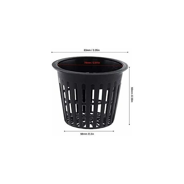 Hydroponisk netpotte WebCast potte kurv til dyrkning af planter kop 10 stk (sort, 83 net)