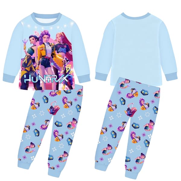 K-Pop Devil Hunter Pyjamassæt, tegneserieprintede børnepyjamas, velegnet til søvn og fritidstøj Blå 110cm Blue 110cm