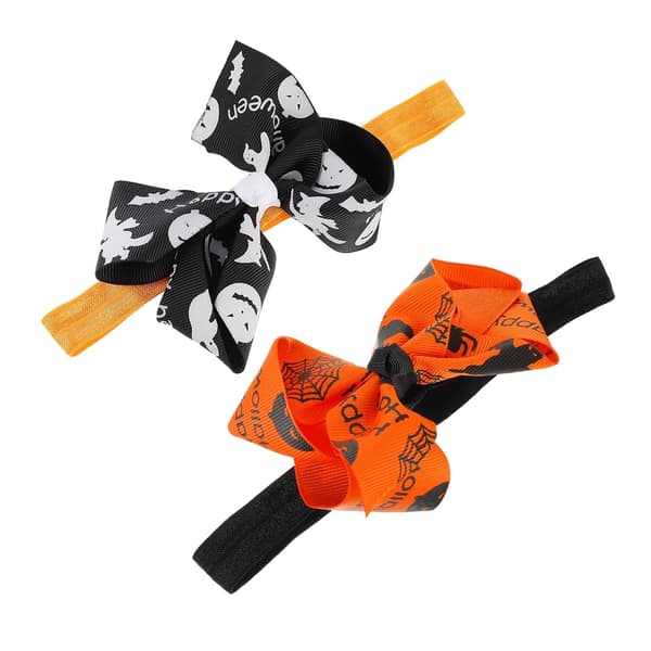 4 stk. Halloween-trykte sløyfehårbånd for dekorative pannebånd Elastiske hårpynt i stil med hodeplagg
