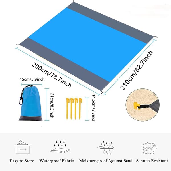 (Sininen) Rantamatto Piknik-viltti 200x210cm Ultralight Rantaviltti