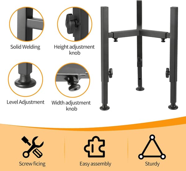 Simple Elevated Dog Bowl Stand - Adjustable Width 18-28 cm, 37 cm High Metal Elevated Feeder for Medium & Large Dogs (Bowls Not Included)