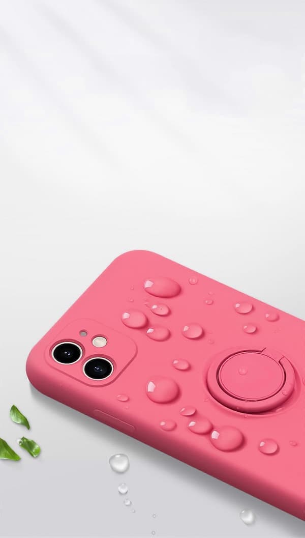With Ring Kickstand Liquid Silicone Microfiber Lining Anti-Scratch Full-Body Shockproof Protective Case for iPhone 14 Pro