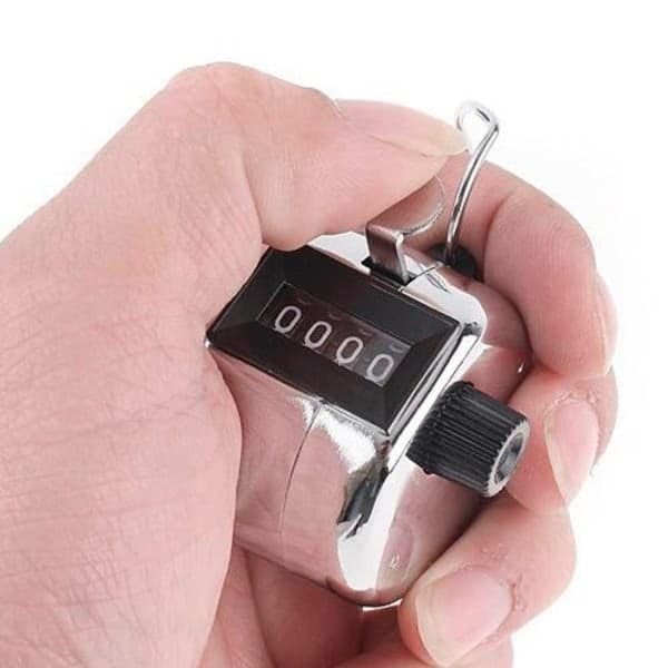 Mekanisk teller i metall, sølv