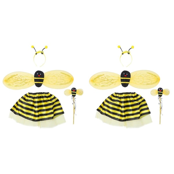 12 kpl Performance- set Bee Wings Hair Tutu Hame Fairy Wand Kit Stage Cosplay Rekvisiitta Lapsille Satunnainen Värisauva8 kplM 8 pcs M