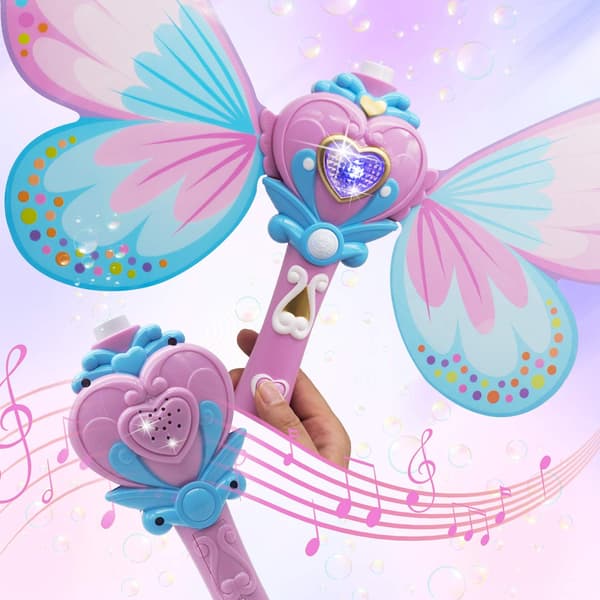 Bubble Machine Magic Bubble Wand Bubble Blower with Light & Music, 2 Bottles Bubble Solution - Blue Manufacturer Butterfly Safe Durable