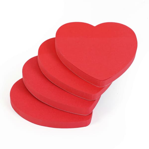 Bok med 4 røde hjerteformede klistrelapper | Perfekt for jubileer, bursdager, Valentinsdag | 100 per bok - 76x76 mm (3\" x 3\")