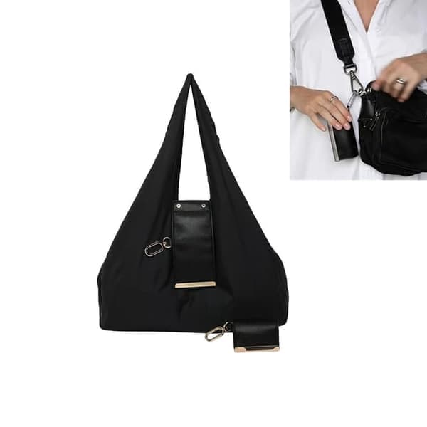 Foldable Keychain Bag - Compact Expandable Vegan Leather Shopping Bag