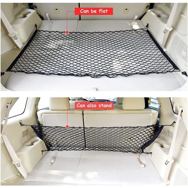 Stationary Luggage Net - Nylon - 110x60 cm - Black - 4 Hooks - Storage Organizer