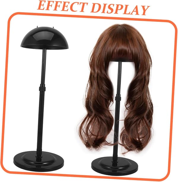 Portable Wig Stand Adjustable Height Hat Display Holder Stable Support Easy Installation Black PP Material