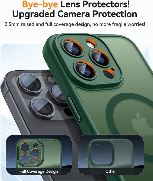Magnetic Case for iPhone 14 Pro - Camera Protection, MagSafe Compatible, Translucent Matte Finish (Green)