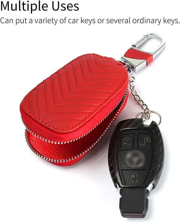 Læder bilnøgleetui, bærbar lædernøgleringetui og mini møntpung
