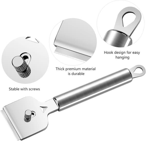 Glass Scraper, Ceramic Hob Scraper with 4 Replacement Blades Cleaner f