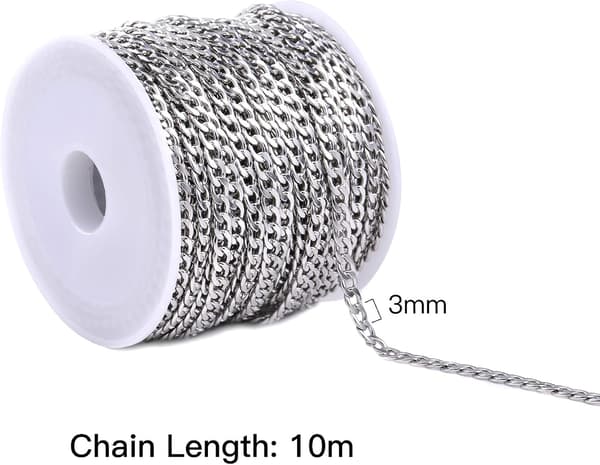 10 meter rustfri stål kæde, smykker, lav dine egne kæder, snoet kabel, ledkæde, håndværk, tilbehør, halskæde, kæder til at lave j