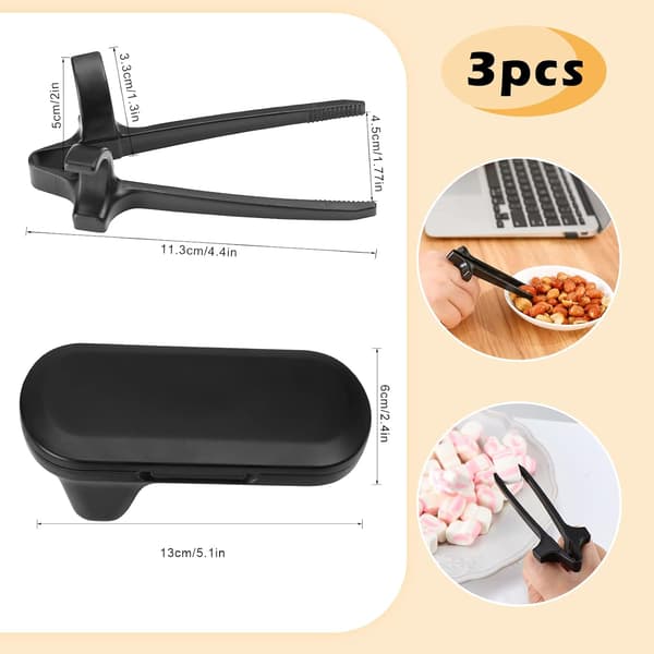 Gamer Finger Spisepinde (med æske), snackpinde, håndsnackpinde, snacksgrabber (sort, 3-pak)