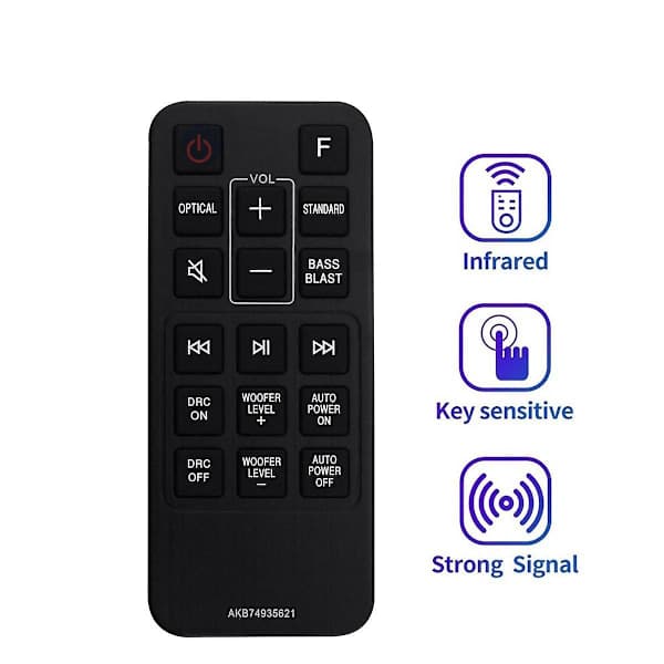Replacement Remote Control Akb74935621 for Lg Sound Bar Sj2 Sj2.aeusllk Sj2.deusllk Black
