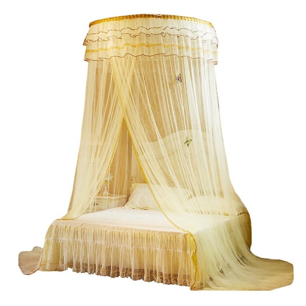 1 stk Henge Tak Seng Bed Canopy Dome Lace Myggnett Sommer Seng Gardin For Soverom (beige)Beige270 Beige 270*120cm