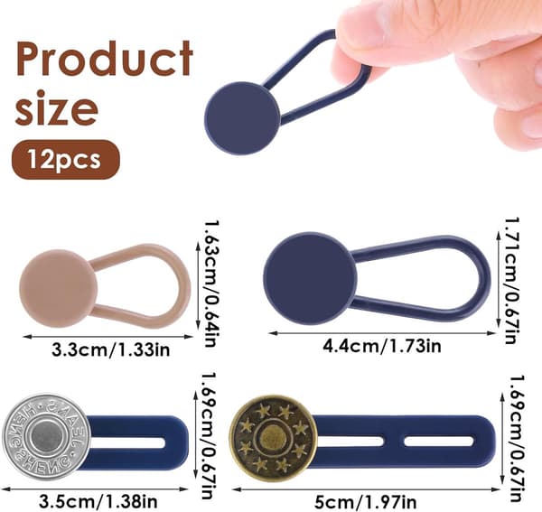 Buttonhole Extender - 12 Pieces - Trouser Extender - 15-17 MM - Silicone - Jeans Trouser Extender - Button Extender - Trouser Buttonhole Extender ...