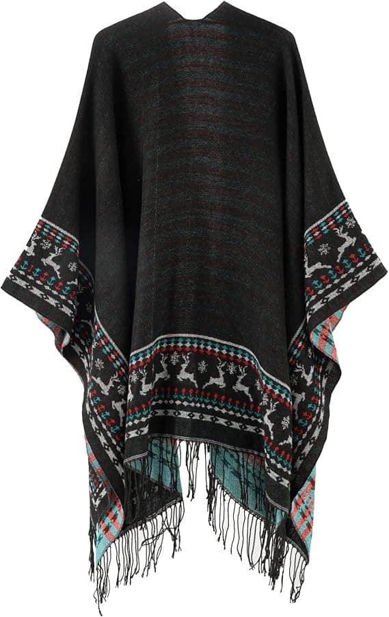 1 stk. fleece poncho damekåbe retro åben kvinde vinter [GKS]