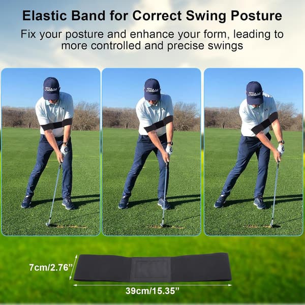 Right-Handed Golf Training Aid, Golf Training Aid Swing Trainer with 1 Arm Posture Correction Band, Telescopic Golf Simulator, Golf Practice