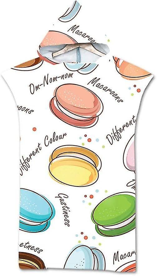 1 st Surfponcho Handduk, Snabbtorkande Mikrofibertyg, Strandbytesponcho med Huva, Vuxenbytesrock, Stor, Macaron