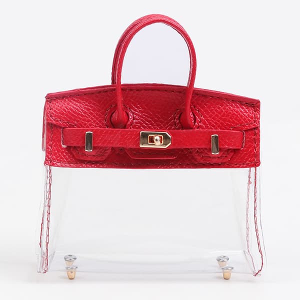 Mode Kvinnor Mini Kosmetisk Väska Bilnyckel Pack Pendel Transparant Red