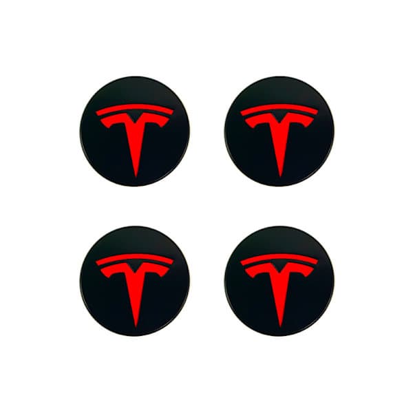 Velegnet til Tesla Tesla Model 3 Navkapsellogo - Sort Sort Etiket (Mat) (Firepak)