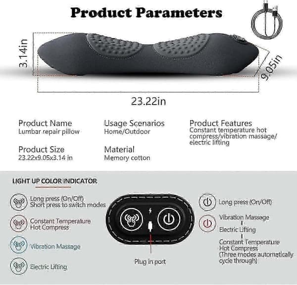 Back Massager with Heat and Vibration for Sciatica and Lower Back Pain Relief, Ergonomic Lumbar Support Gray_fosm