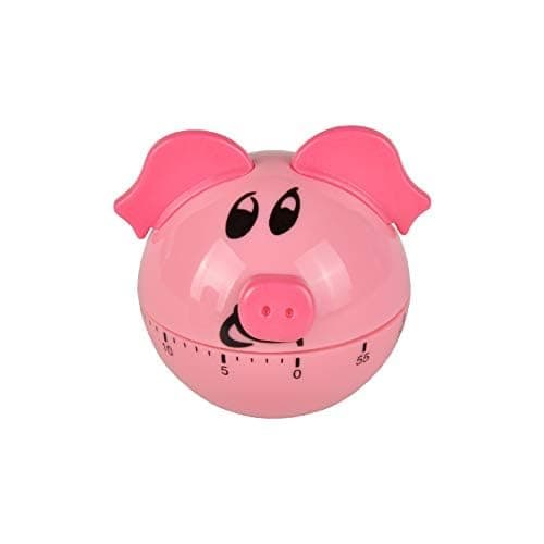 Mechanical Kitchen Timer Pink Pig Cartoon Cute Shape Time Counter Countdown Alarm Clock Without Battery, Suitable for Baking and Cooking, Learning