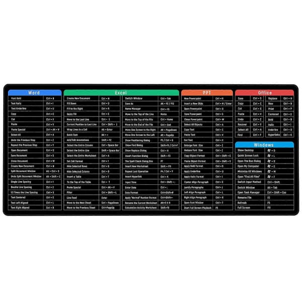 Excel snarveiknapp musematte stor størrelse XXL (900x400mm) fortykket og forlenget musematte skrivebordsmatte myk datatastaturmusematte