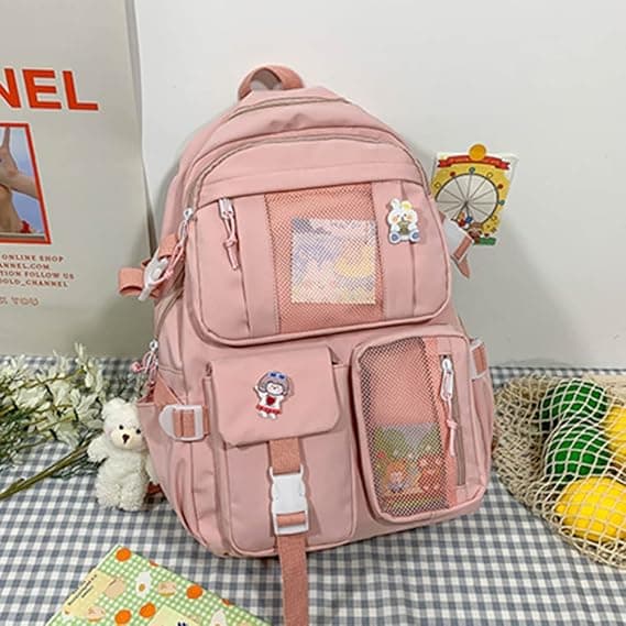 Cute Bear Backpack with Large Capacity for School Multifunctional Kawaii Backpack with Pockets and Accessories[DB]