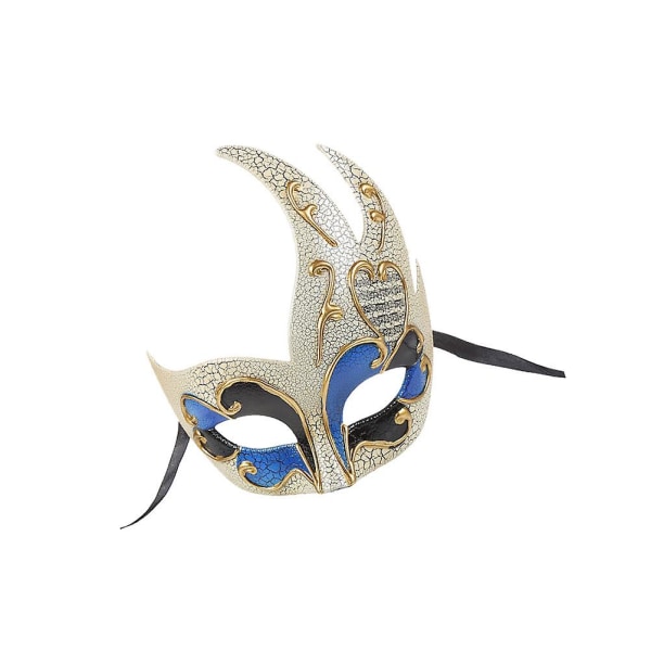 Venetiansk Flamformad Mask för Män Kreativ Maskerad Maskulin Mask Halv Ansiktsdekoration Mask Festtillbehör Blue 21X17X4cm