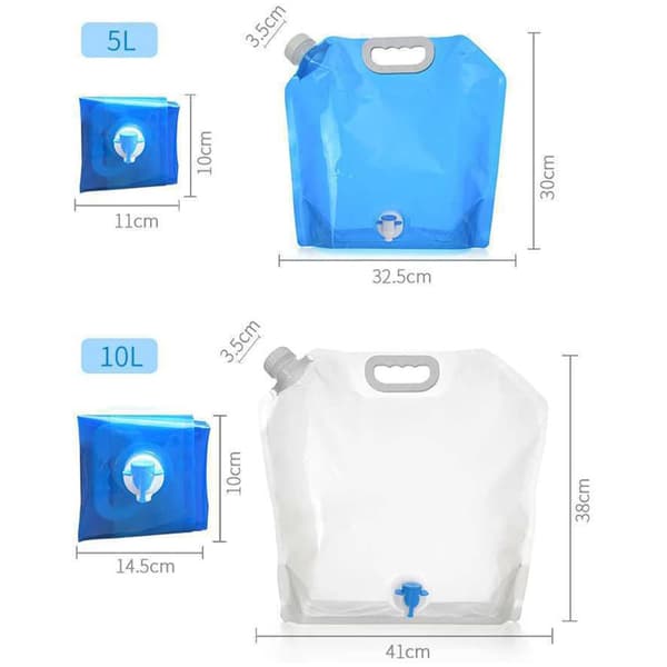 Outdoor Water Bag, Portable Foldable Drinking Water Storage Bag, Camping Picnic Container, Basket Storage Bag, 10L, Transparent, 3-Pack