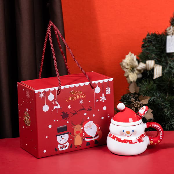 Tecknad Julmugg Present Keramisk Kopp Julkopp Set Julklappskopp - Jul Snögubbe