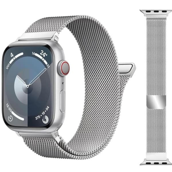 Armbånd Milanese Loop Kompatibel med Apple Watch 42/44/45 mm Sølv Sølv