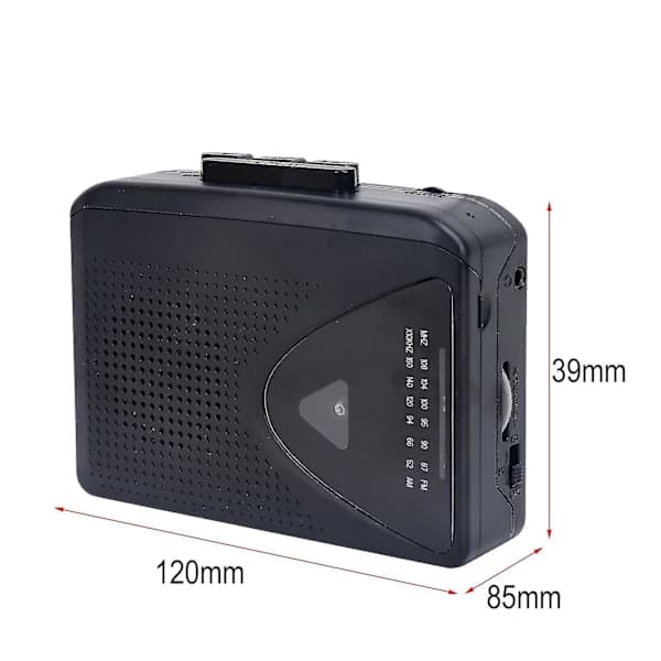 Cassette Player Walkman Portable Speaker Multiple Power Sources AMFM Radio Black